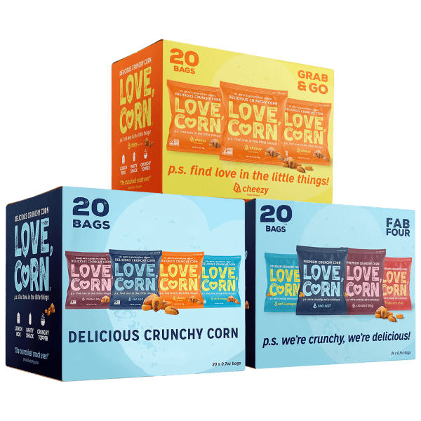 100-Pack: Love, Corn Premium Crunchy Corn Snacks