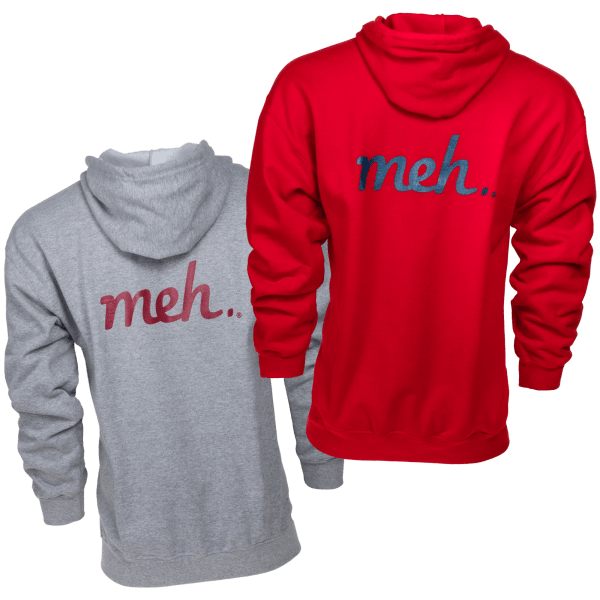 Zip-Up Hoodie with Large Meh Logo on Back