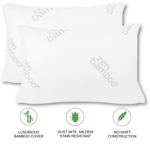 2-Pack: Zen Bamboo Jumbo Ultra Plush Gel Fiber Pillows