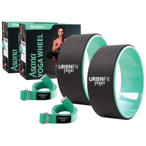 2-Pack: URBNFit 12" Back Pain Relief Wheels with Yoga Stretching Straps