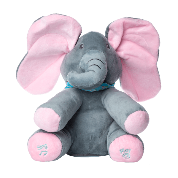 toy elephant that plays peek a boo