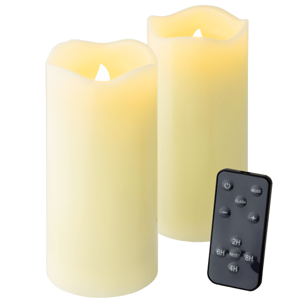 2-Pack: Night Stars Flickering LED Candles with Red Lasers and Remote