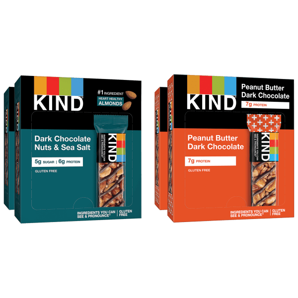 48-Pack: KIND Bar Dark Chocolate Variety (24 Nut & Sea Salt / 24 Peanut Butter)