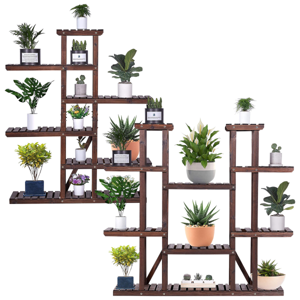 SideDeal AMERLIFE Carbonized Fir Wood Plant Stand Shelving Unit