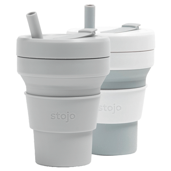 2-Pack: Stojo 16oz Collapsible Travel Cup With Straw