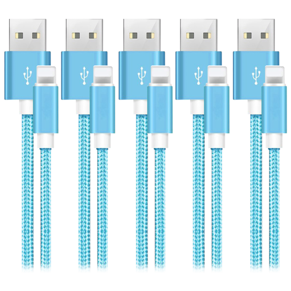 MorningSave 5Pack All 10ft Heavy Duty Braided Lightning Cables for