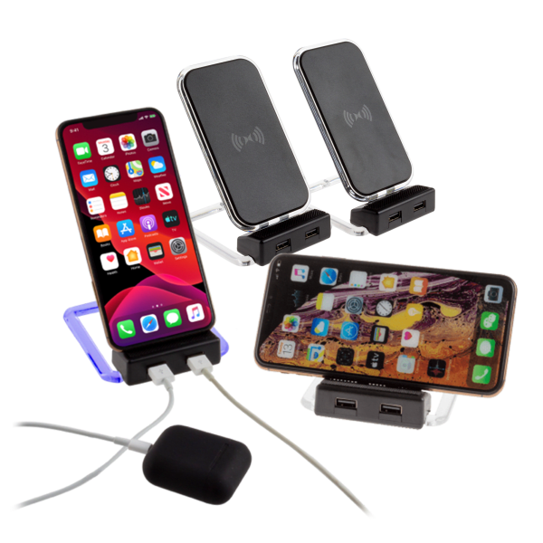 4-Pack: Xtreme Power Rotating Wireless Charger with 2 USB Ports
