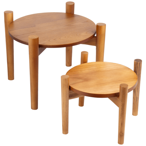 2-Pack of 6" and 8" Wood Plant Stands