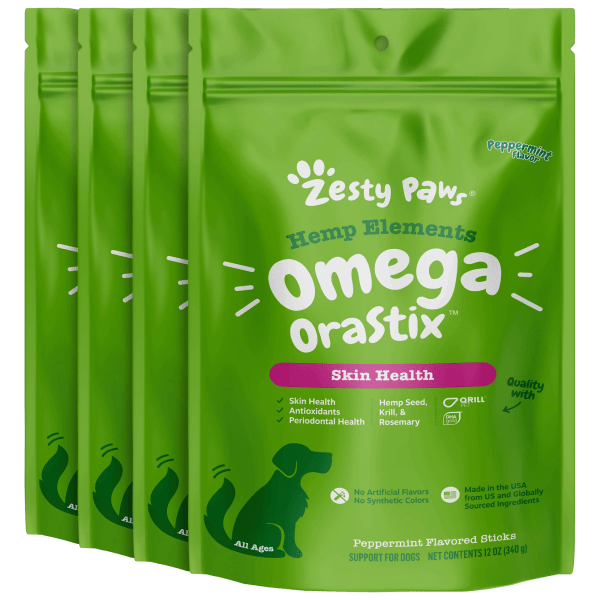 4-Pack: Zesty Paws Hemp Elements Omega Orastix Dental Chews