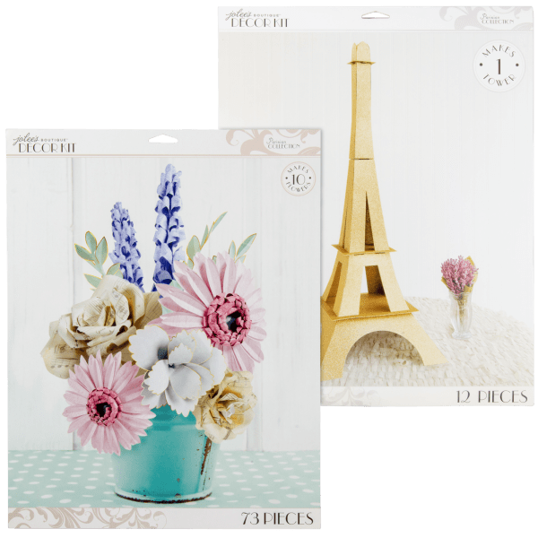 2-Pack: Jolees Parisian 10-Paper Flowers & 27-Inch Gold Eiffel Tower Kit