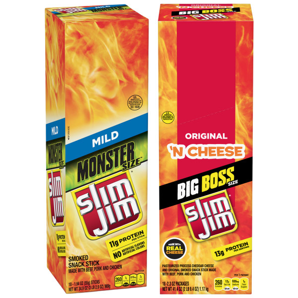 36-Pack: Slim Jim Big Boss Original N' Cheese or Monster Mild Snack Sticks