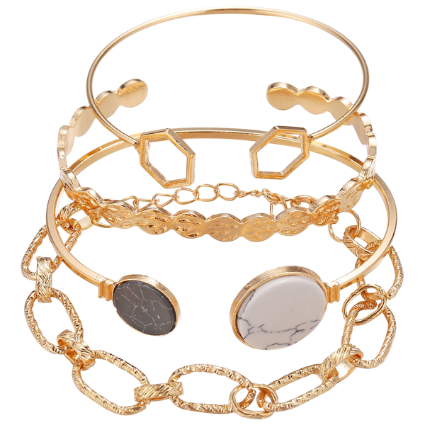 MorningSave: Opaloid Gems® 4 Piece Medallion Bracelet Set 18K Gold Plated
