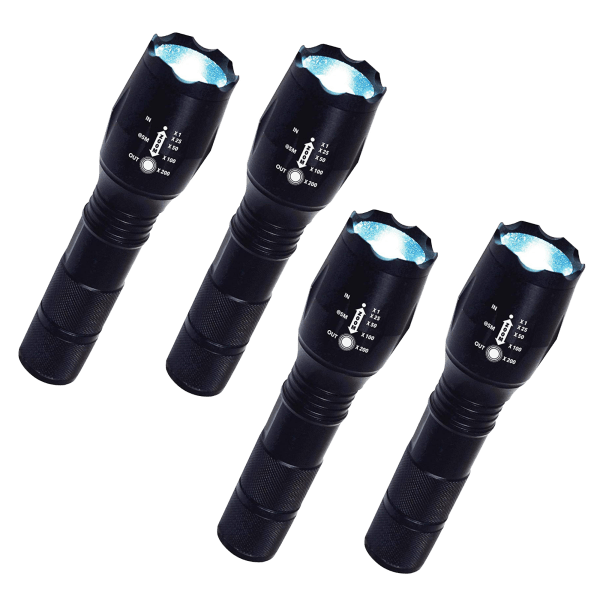 4-Pack: Super Bright Zoomable Cree LED Tactical Flashlights