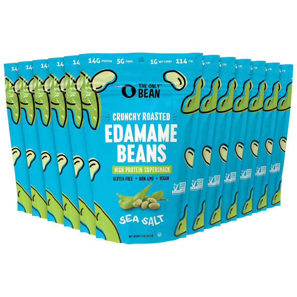 12-Pack: The Only Bean Crunchy Roasted High Protein Edamame Snack (Sea Salt)