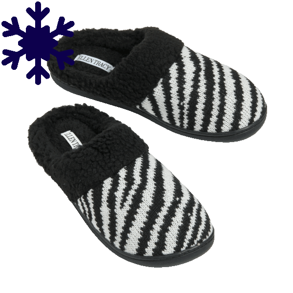 MorningSave: Ellen Tracy Women Knit Slipper with Sherpa Collar