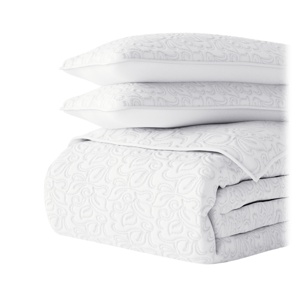 MorningSave Cloth & Gable Floral Stitch Quilted Coverlet Set