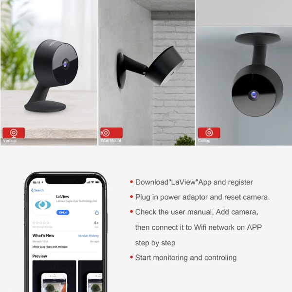 La. View Camera Router SideDeal: 4-Pack: La View F1 Indoor Wi-Fi Security Wired Camera ...