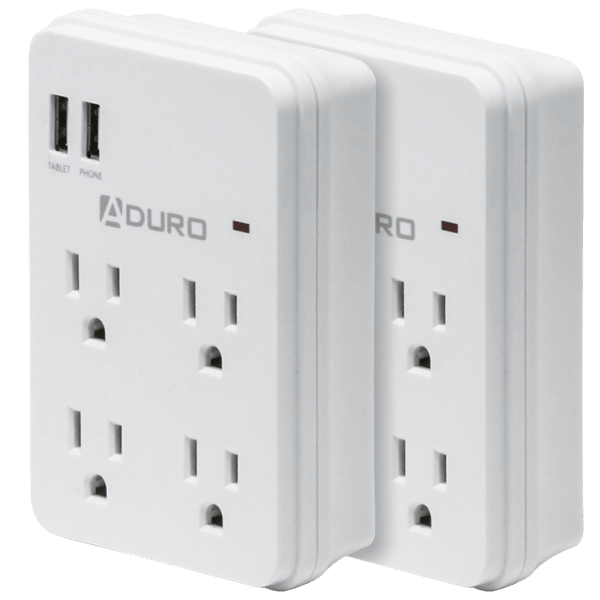 2-Pack Aduro Surge Multi Charging Station with 4 Outlets & Dual USB 2.1A Ports