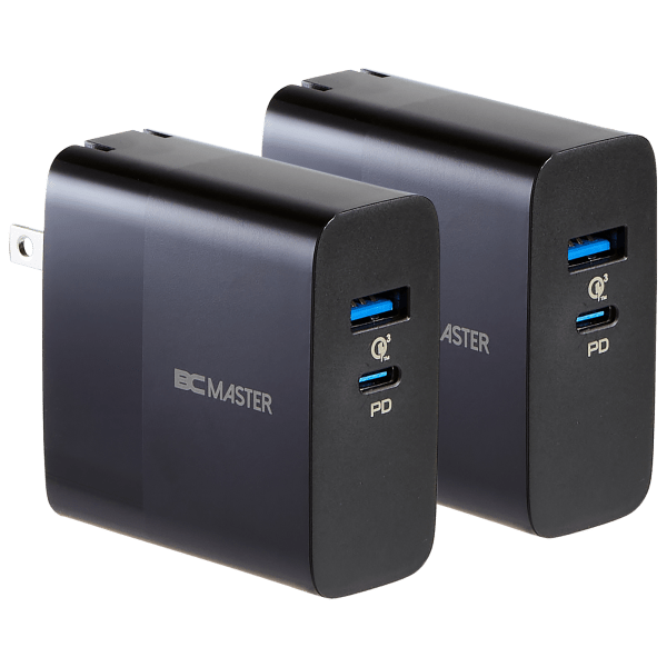 2-Pack: BCMaster 65-Watt USB-C PD Chargers with 18W USB-A