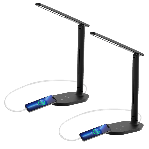 2-Pack: Lastar LED Desk Lamps w/ USB Charging Port