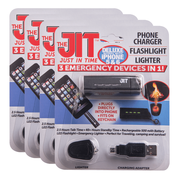 4-Pack: JIT 3-in-1 Charger, Flashlight & Lighter Keychain
