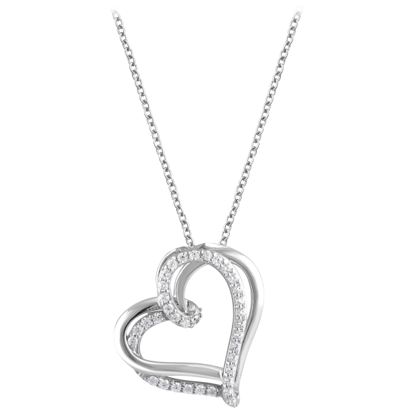 Diamond Muse 1/4 Carat Diamond Silver Heart Pendant Necklace