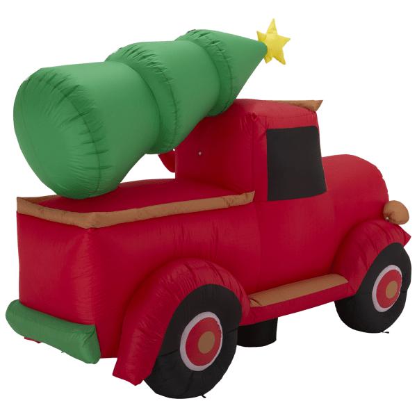 MorningSave Glitzhome 7ft Santa Claus On Pick Up Truck Inflatable Decor