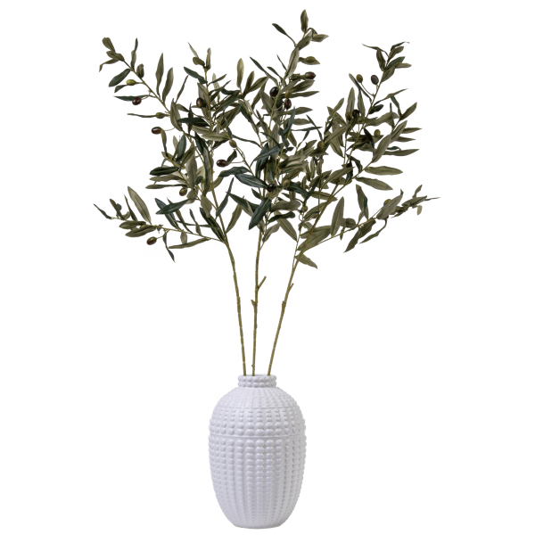 August & Leo 40" Olive Branch Arrangement In Embossed Ceramic Vase