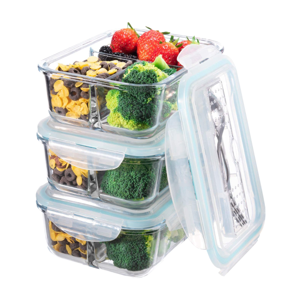 Coccot 6-Piece Meal Prep Glass Storage with Utensils