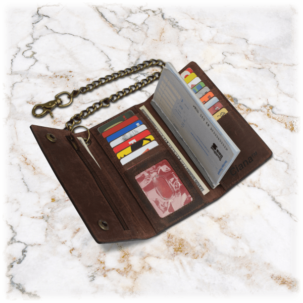 MorningSave: Long Style Vintage Leather RFID Blocking Tri-Fold Wallet