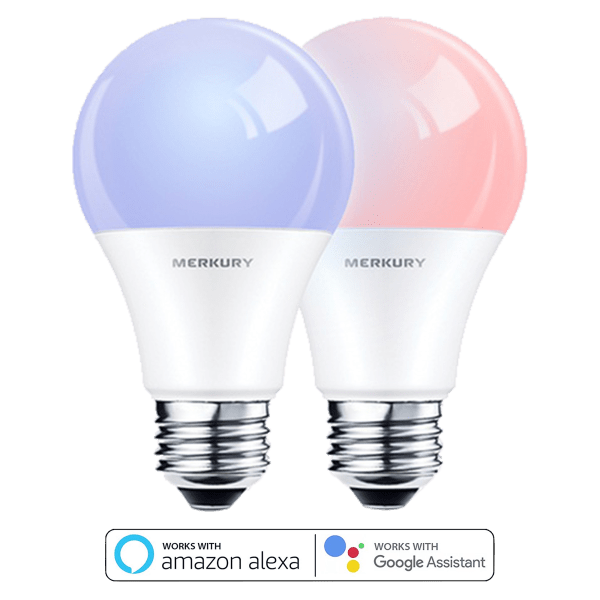 2-Pack: Merkury Color LED WiFi Bulbs