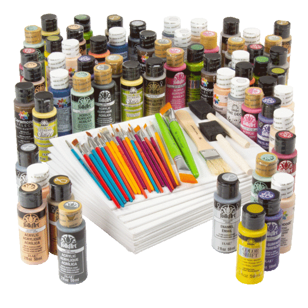 97-Piece Art Set: Includes Craft Paint, Canvas Panels and Brushes