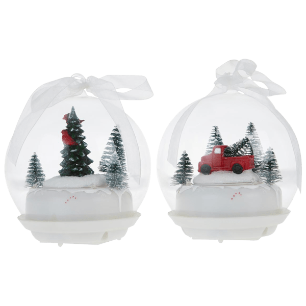 2-Pack: Winter Lane Tabletop Musical LED Ornaments with Rotating Scene & Timer