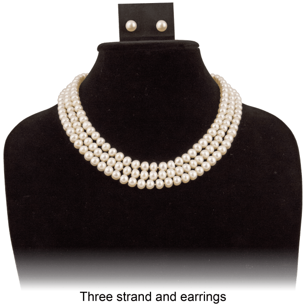 Pacific Pearls Strand Necklace with Matching Earrings