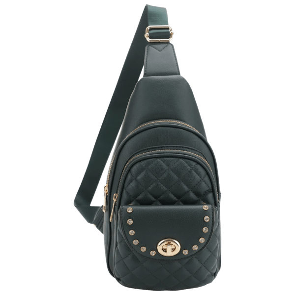 MorningSave: Malibu Skye Lisa Triple Compartment Sling Bag with Rhinestones
