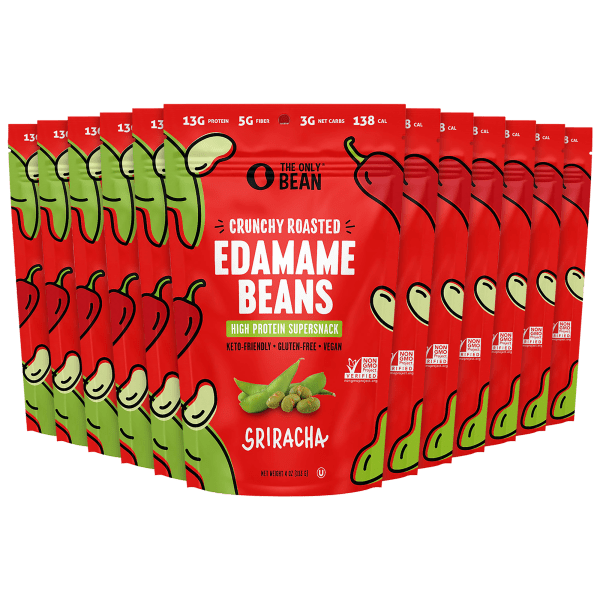 12-Pack: The Only Bean Crunchy Roasted High Protein Edamame Snack (Sriracha)