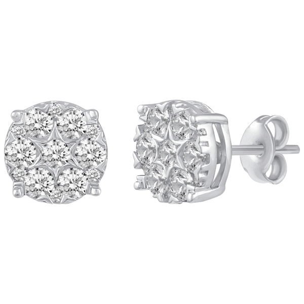 Meh Fifth and Fine 1.00 Carat Diamond Stud Earrings Set in 925