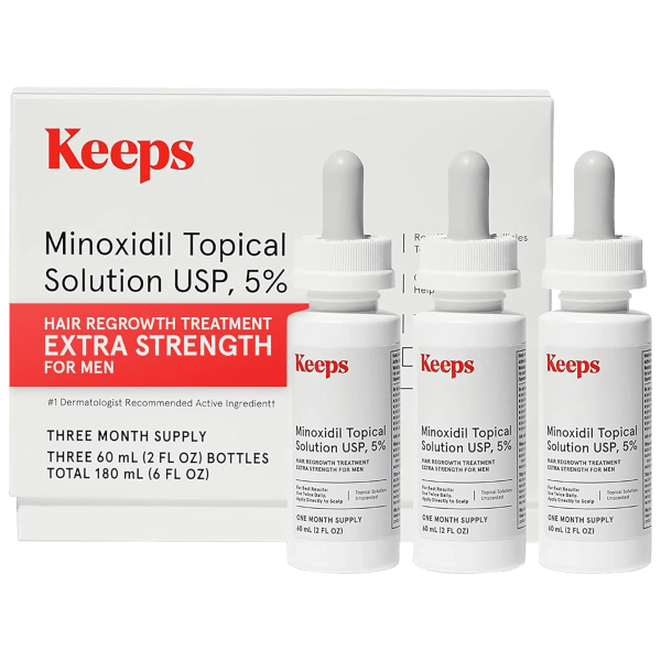 3-Pack: Keeps Extra Strength 5% Minoxidil Topical Solution