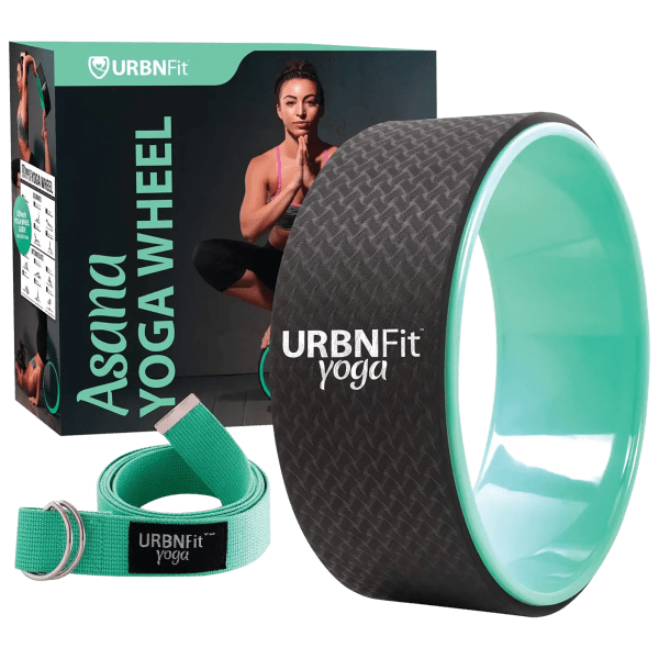 URBNFit 12" Back Pain Relief Wheel with Yoga Stretching Strap
