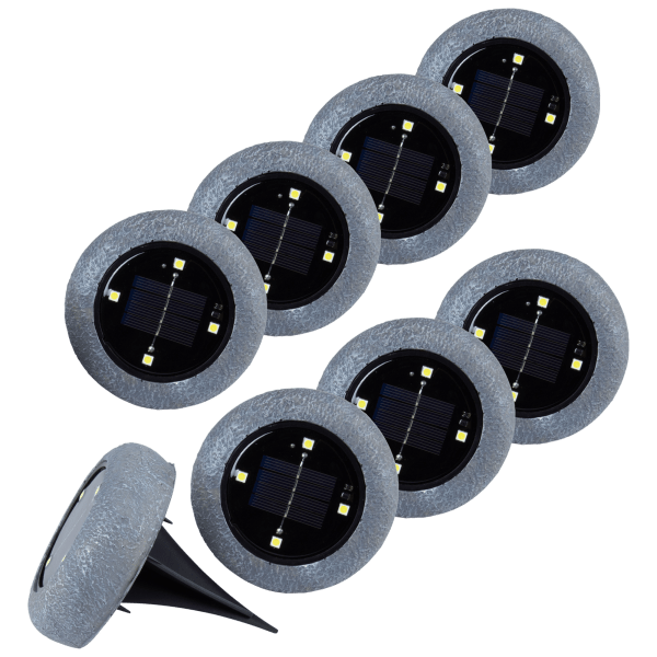 8-Pack: Rock Solar In-Ground Pathway Lights