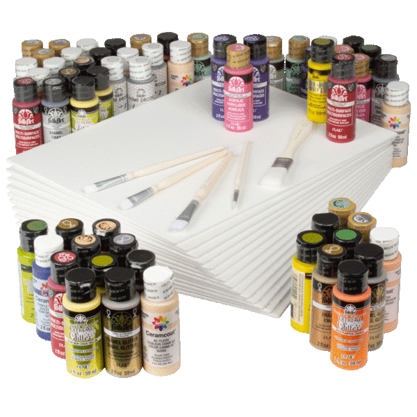 79Piece Art Set Includes Craft Paint, Canvas Panels and Brushes
