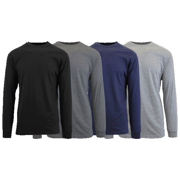 4-Pack: Men's Cotton-Blend Long Sleeve Crew Neck Tees