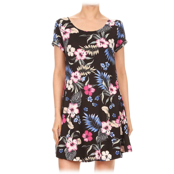 MorningSave: Multi-Color Tropical Print Tunic Dress