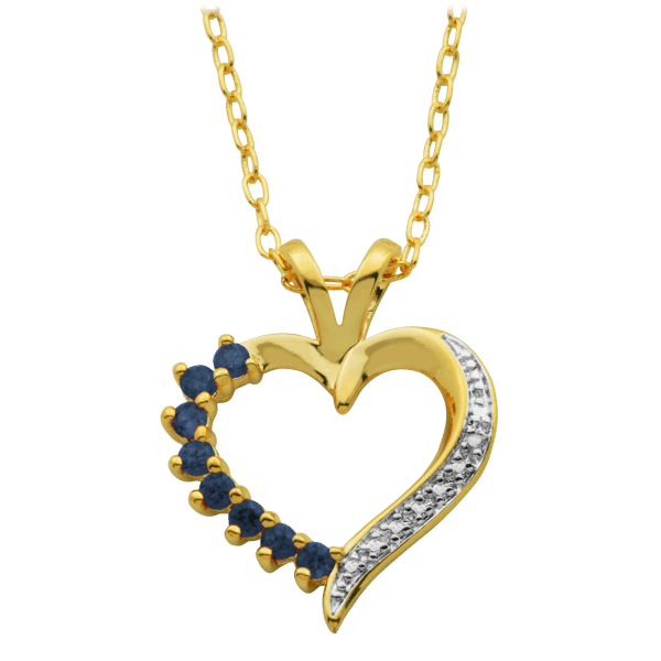 18K Gold-Plated Sapphire Pendant with Diamond Accent