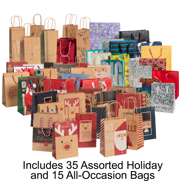 50-Pack: Holiday and All-Occasion Gift Bags