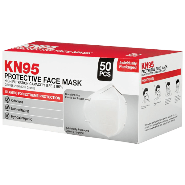 50-Pack: Individually Wrapped KN95 Non-Medical Protective Masks