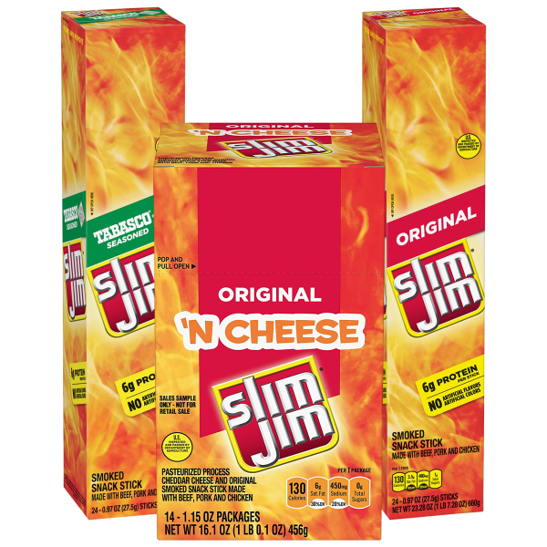 42 or 48-Pack: Slim Jim Original, Tabasco or Combo Cheese Sticks