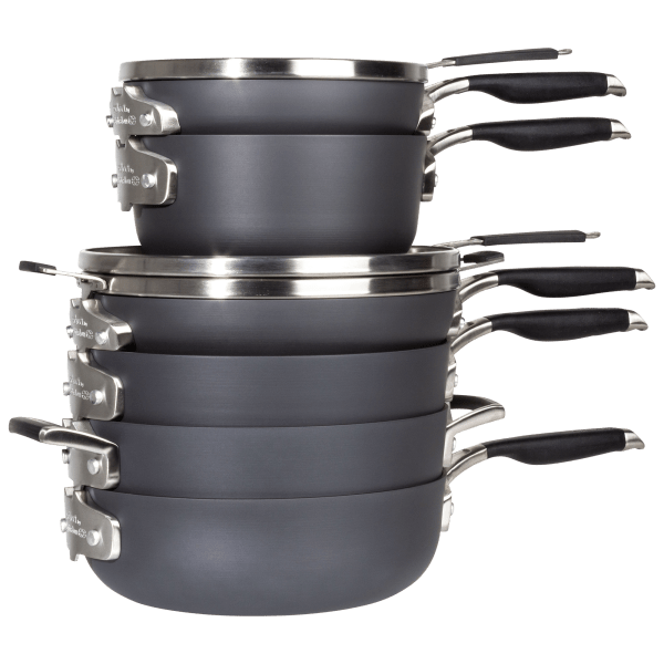 Calphalon Select Space-Saving Hard-Anodized Nonstick 9-Piece Cookware Set,  Gray