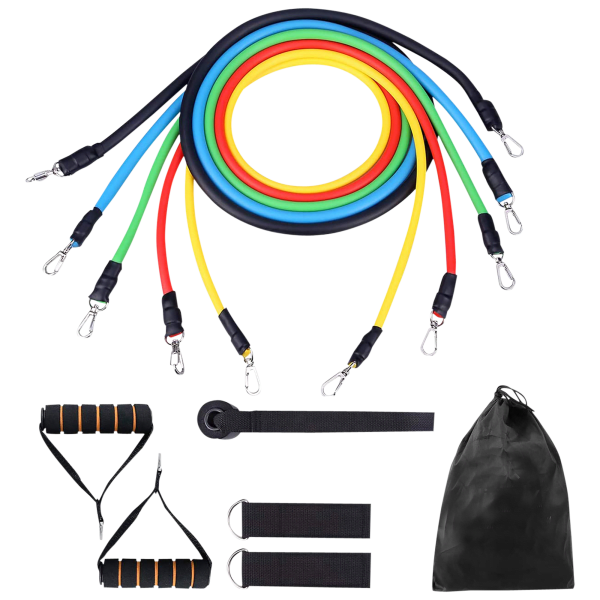 11-Piece Exercise Resistance Band Set with Travel Bag