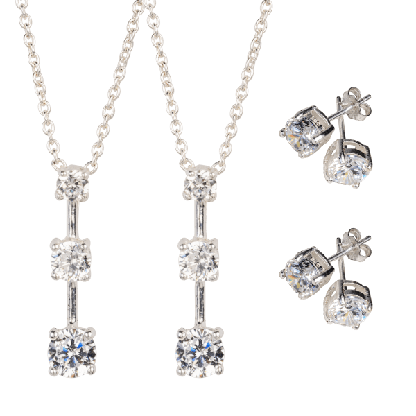 2-Pack: 2.5 Carat Cubic Zirconia Necklace with Matching Earrings